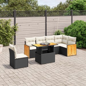 Maison exclusive - salon de jardin 7 pcs avec coussins noir résine tressée