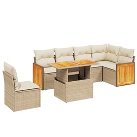 Maison exclusive - salon de jardin avec coussins 7 pcs beige résine tressée