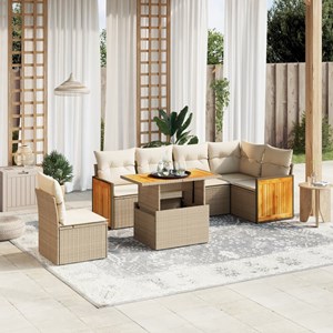 Maison exclusive - salon de jardin avec coussins 7 pcs beige résine tressée