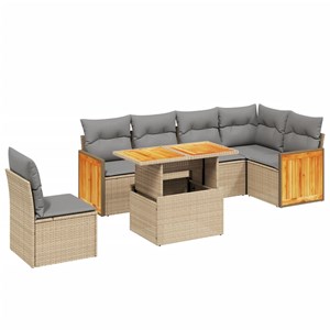 Maison exclusive - salon de jardin avec coussins 7 pcs beige résine tressée