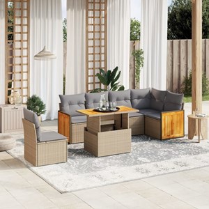 Maison exclusive - salon de jardin avec coussins 7 pcs beige résine tressée