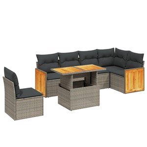 Maison exclusive - salon de jardin avec coussins 7 pcs gris résine tressée