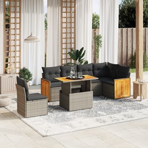 Maison exclusive - salon de jardin avec coussins 7 pcs gris résine tressée
