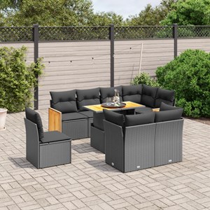 Maison exclusive - salon de jardin 9 pcs avec coussins noir résine tressée