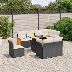 Maison exclusive - salon de jardin 9 pcs avec coussins noir résine tressée