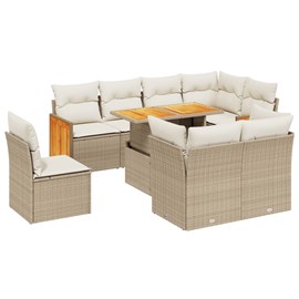 Maison exclusive - salon de jardin avec coussins 9 pcs beige résine tressée