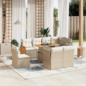 Maison exclusive - salon de jardin avec coussins 9 pcs beige résine tressée