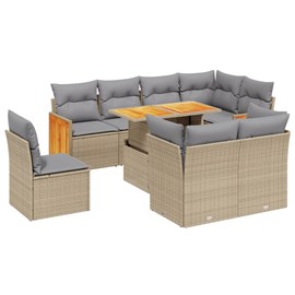Maison exclusive - salon de jardin avec coussins 9 pcs beige résine tressée