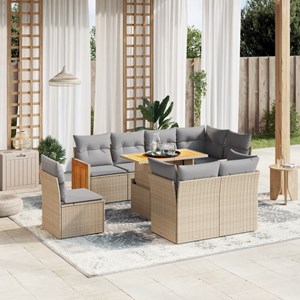 Maison exclusive - salon de jardin avec coussins 9 pcs beige résine tressée