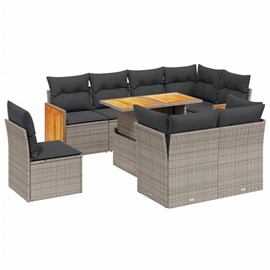 Maison exclusive - salon de jardin 9 pcs avec coussins gris résine tressée