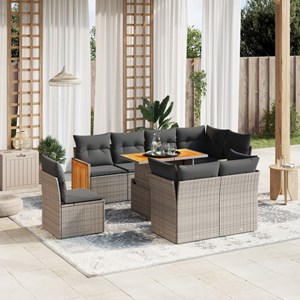 Maison exclusive - salon de jardin 9 pcs avec coussins gris résine tressée