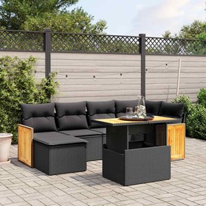 Maison exclusive - salon de jardin 7 pcs avec coussins noir résine tressée