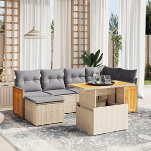 Maison exclusive - salon de jardin avec coussins 7 pcs beige résine tressée