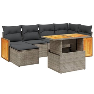 Maison exclusive - salon de jardin avec coussins 7 pcs gris résine tressée