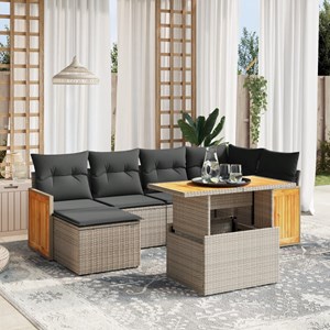 Maison exclusive - salon de jardin avec coussins 7 pcs gris résine tressée