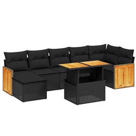 Maison exclusive - salon de jardin 8 pcs avec coussins noir résine tressée