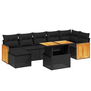 Maison exclusive - salon de jardin 8 pcs avec coussins noir résine tressée