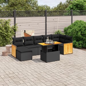 Maison exclusive - salon de jardin 8 pcs avec coussins noir résine tressée