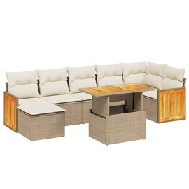 Maison exclusive - salon de jardin avec coussins 8 pcs beige résine tressée