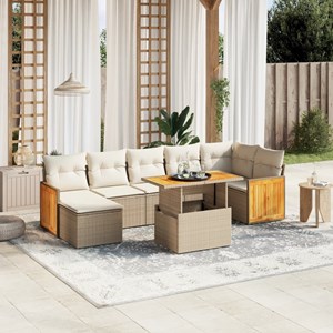 Maison exclusive - salon de jardin avec coussins 8 pcs beige résine tressée