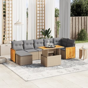 Maison exclusive - salon de jardin avec coussins 8 pcs beige résine tressée