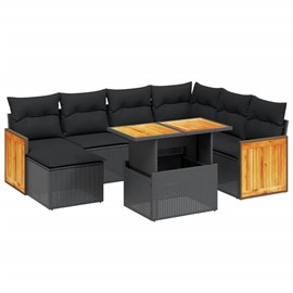 Maison exclusive - salon de jardin 8 pcs avec coussins noir résine tressée