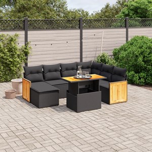 Maison exclusive - salon de jardin 8 pcs avec coussins noir résine tressée