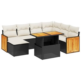 Maison exclusive - salon de jardin 8 pcs avec coussins noir résine tressée
