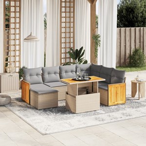 Maison exclusive - salon de jardin avec coussins 8 pcs beige résine tressée