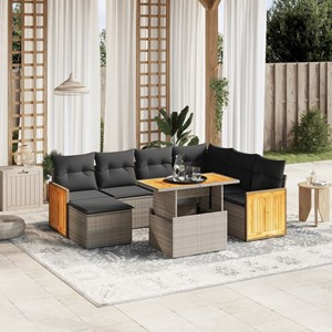 Maison exclusive - salon de jardin 8 pcs avec coussins gris résine tressée