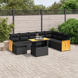 Maison exclusive - salon de jardin 9 pcs avec coussins noir résine tressée