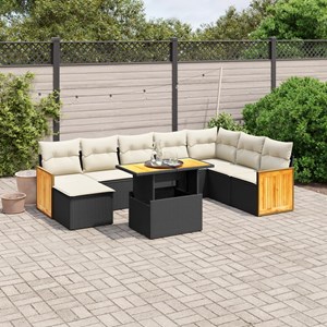 Maison exclusive - salon de jardin 9 pcs avec coussins noir résine tressée