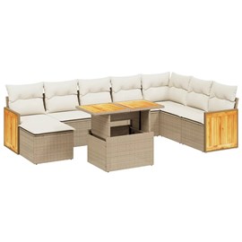 Maison exclusive - salon de jardin avec coussins 9 pcs beige résine tressée