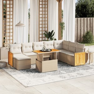 Maison exclusive - salon de jardin avec coussins 9 pcs beige résine tressée
