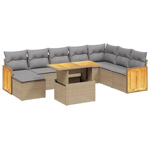 Maison exclusive - salon de jardin avec coussins 9 pcs beige résine tressée