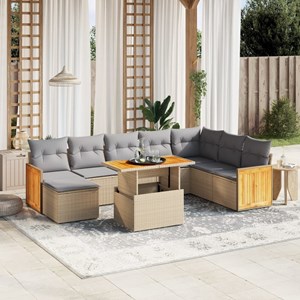 Maison exclusive - salon de jardin avec coussins 9 pcs beige résine tressée