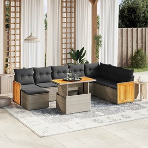 Maison exclusive - salon de jardin 9 pcs avec coussins gris résine tressée