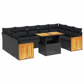 Maison exclusive - salon de jardin 10 pcs avec coussins noir résine tressée