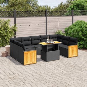 Maison exclusive - salon de jardin 10 pcs avec coussins noir résine tressée