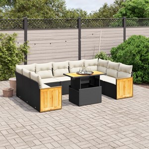Maison exclusive - salon de jardin 10 pcs avec coussins noir résine tressée