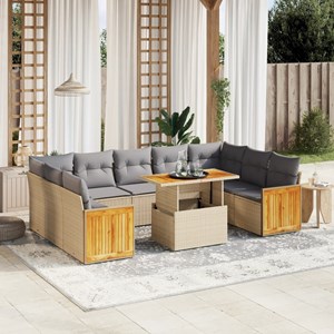 Maison exclusive - salon de jardin avec coussins 10 pcs beige résine tressée