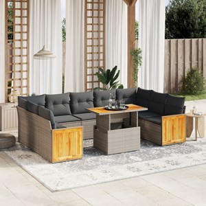 Maison exclusive - salon de jardin avec coussins 10 pcs gris résine tressée
