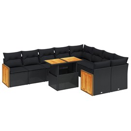 Maison exclusive - salon de jardin 10 pcs avec coussins noir résine tressée
