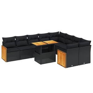 Maison exclusive - salon de jardin 10 pcs avec coussins noir résine tressée