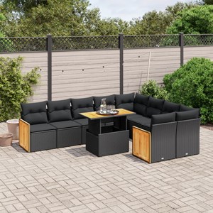 Maison exclusive - salon de jardin 10 pcs avec coussins noir résine tressée