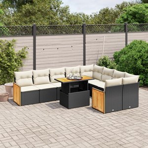 Maison exclusive - salon de jardin 10 pcs avec coussins noir résine tressée