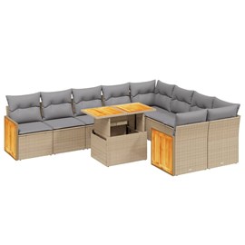 Maison exclusive - salon de jardin avec coussins 10 pcs beige résine tressée