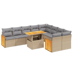 Maison exclusive - salon de jardin avec coussins 10 pcs beige résine tressée