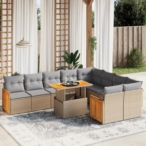 Maison exclusive - salon de jardin avec coussins 10 pcs beige résine tressée