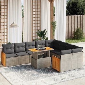 Maison exclusive - salon de jardin avec coussins 10 pcs gris résine tressée